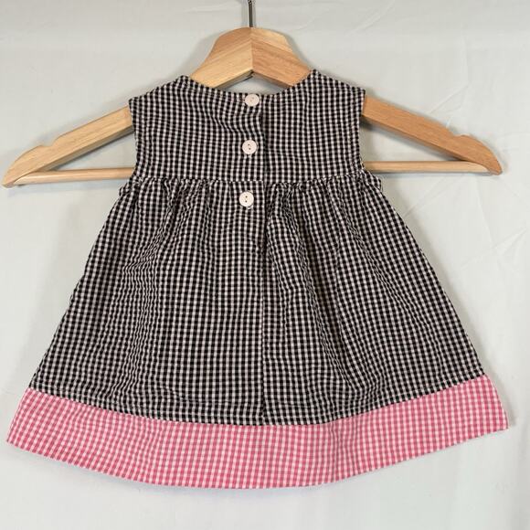 Samara VTG Baby Girl 3 Months Monkey Seersucker Smocked Sun Dress Pink Black 2PC - Picture 8 of 9